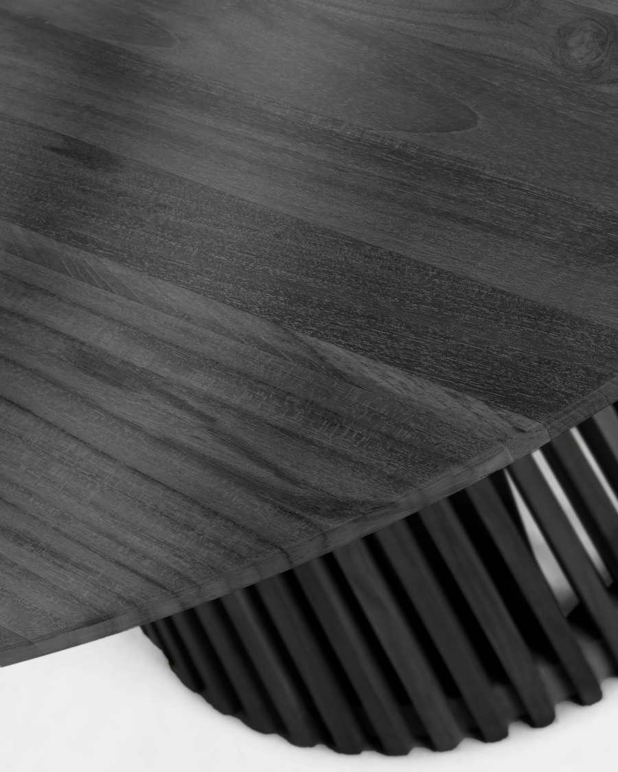 White cedar wood table top with black finish for Jeanette round table, Ø 120 cm