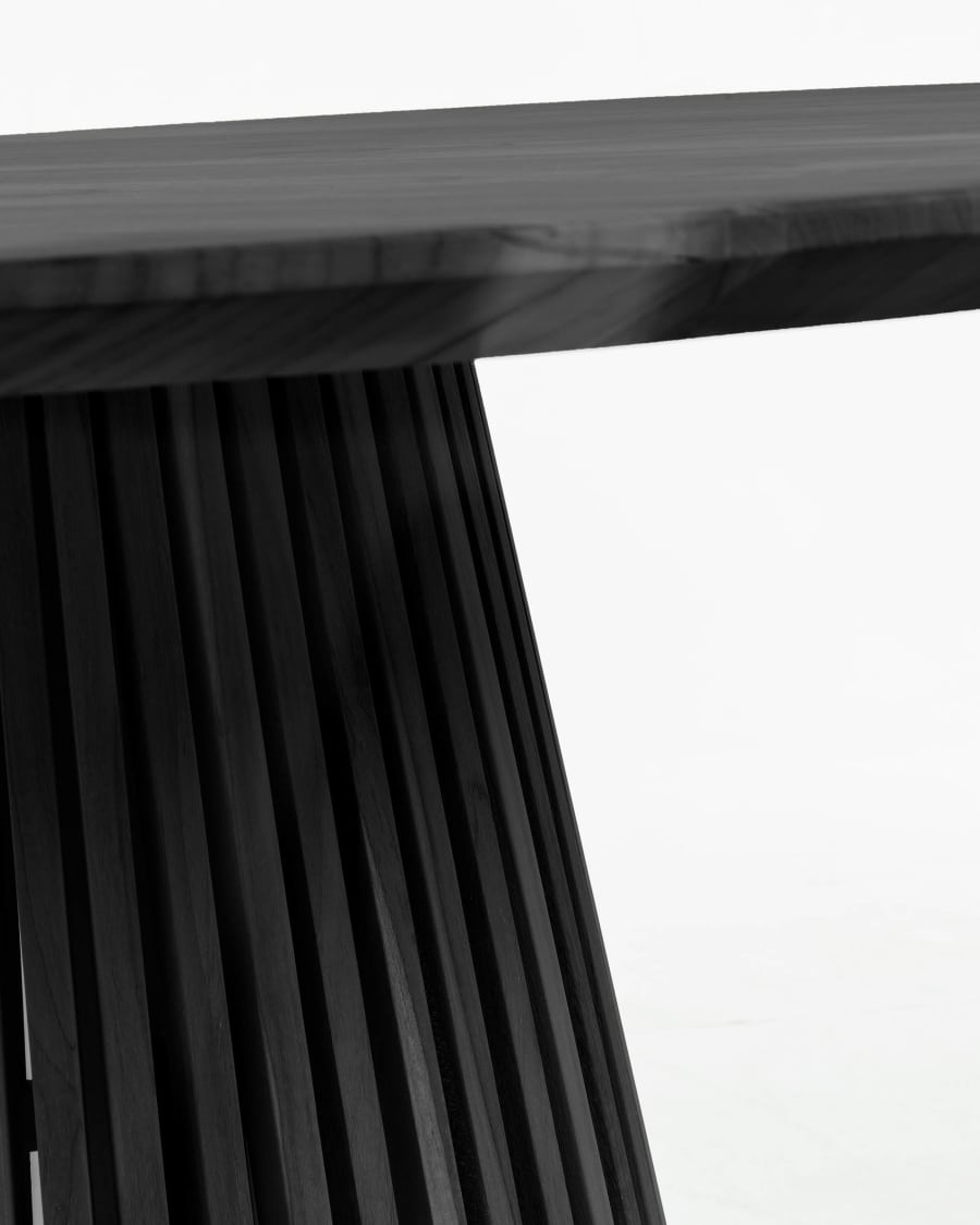 White cedar wood table top with black finish for Jeanette round table, Ø 120 cm