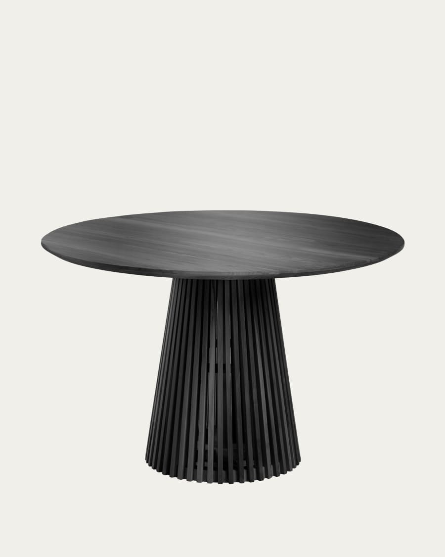 White cedar wood table top with black finish for Jeanette round table, Ø 120 cm