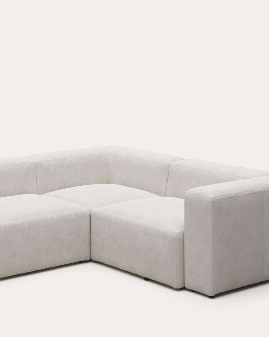 Blok 3 seater corner sofa in white fleece, 290 x 230 cm / 230 x 320 cm FR