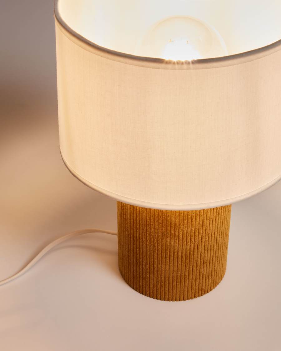 Bianella corduroy table lamp in mustard