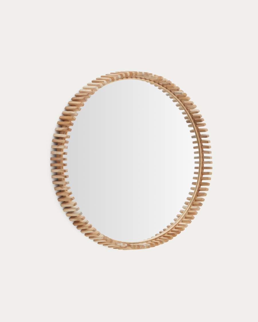 Polke Teak Wood Mirror Ø 80 cm
