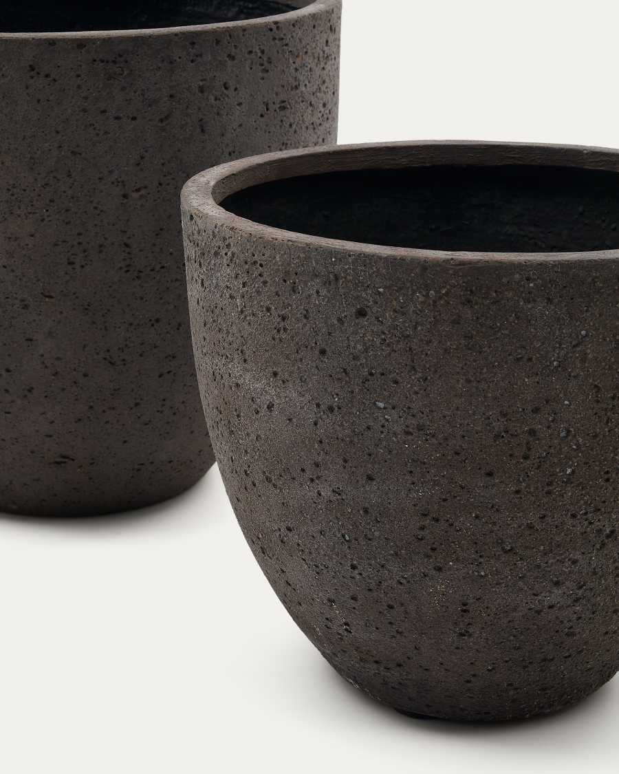 Serili set of 2 dark grey cement and fiberglass plant pots Ø 42 cm / Ø 50 cm