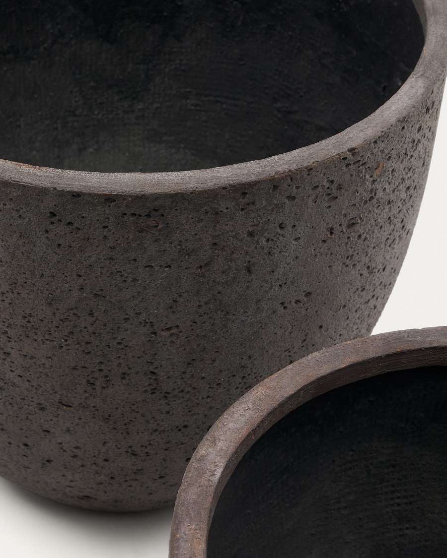 Serili set of 2 dark grey cement and fiberglass plant pots Ø 42 cm / Ø 50 cm