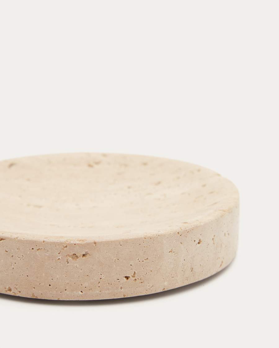 Macre beige travertine soap dish