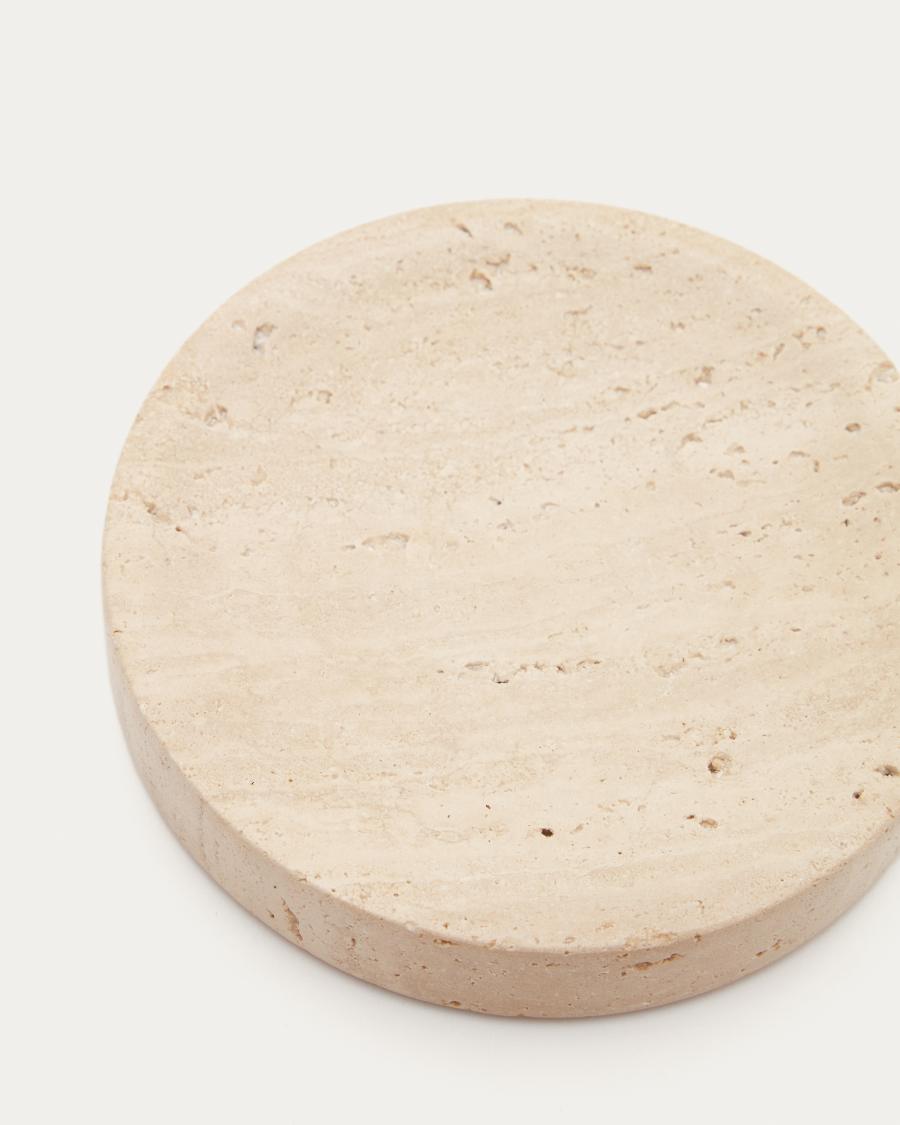 Macre beige travertine soap dish