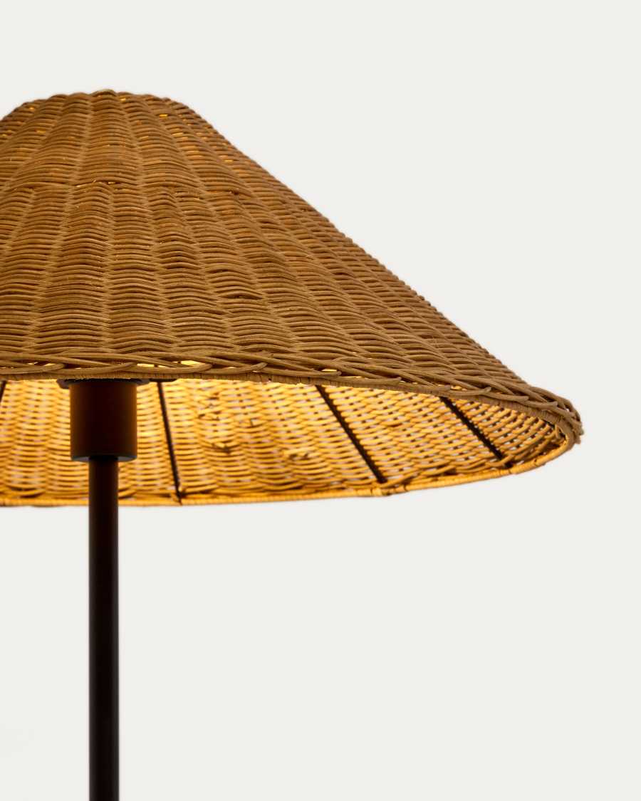 Urania floor lamp in rattan and metal with black painted finished
