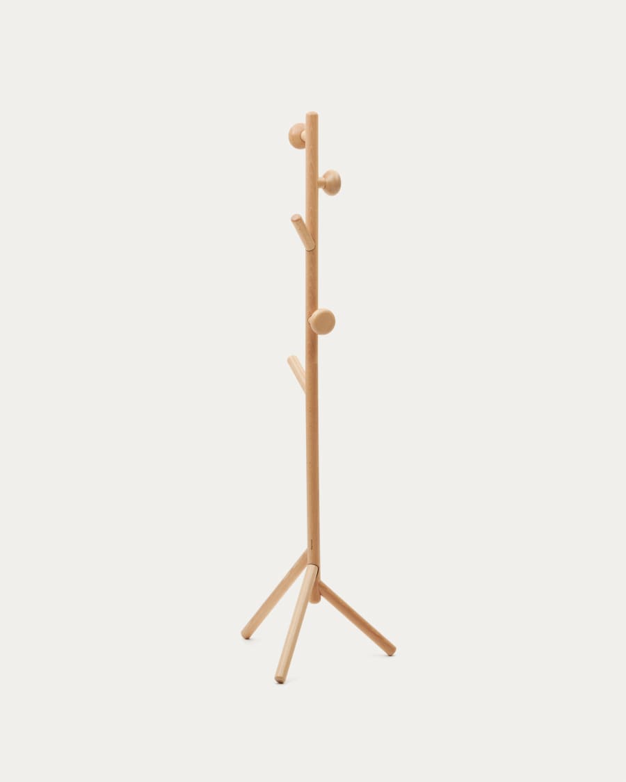 Nadue coat rack in solid beech wood with natural finish 163 cm