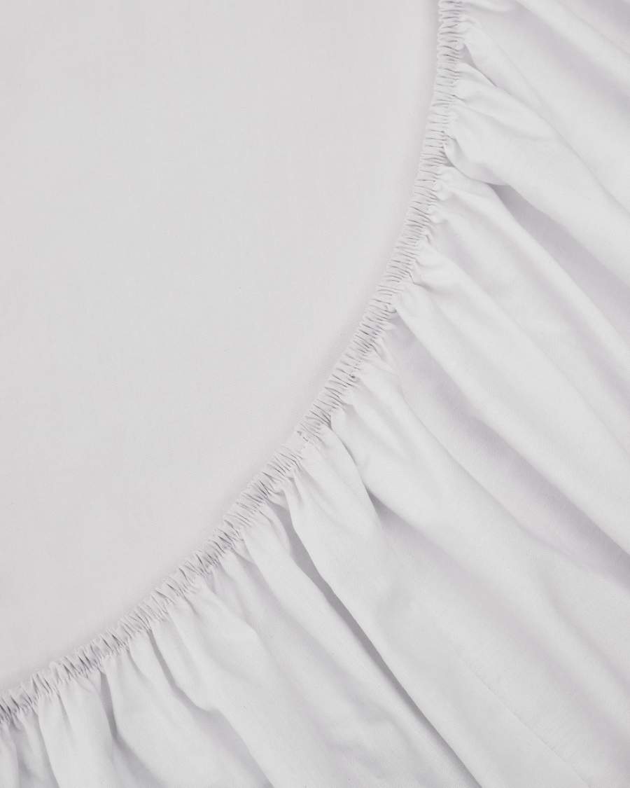Teia 100% cotton percale fitted bed sheet 180 thread count in white, 90 x 200 cm