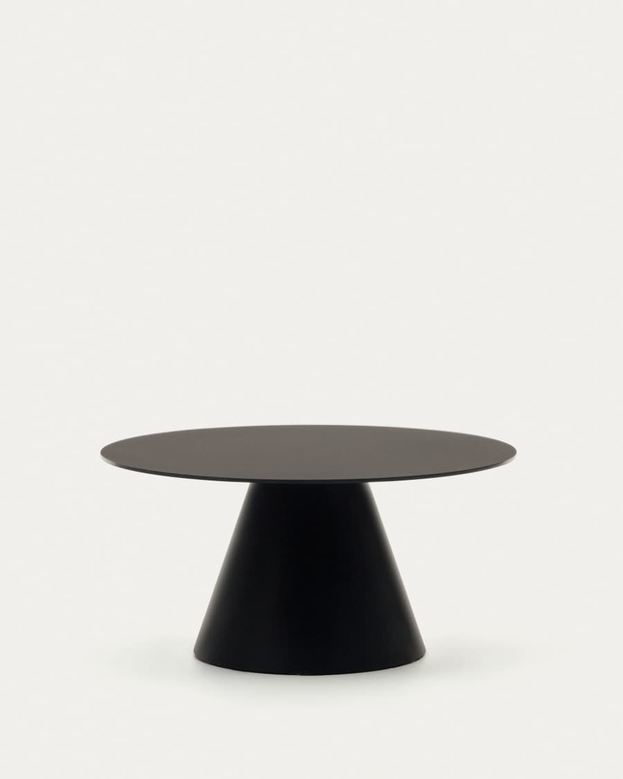 Wilshire tempered glass and metal coffee table with a black finish, Ø 80 cm