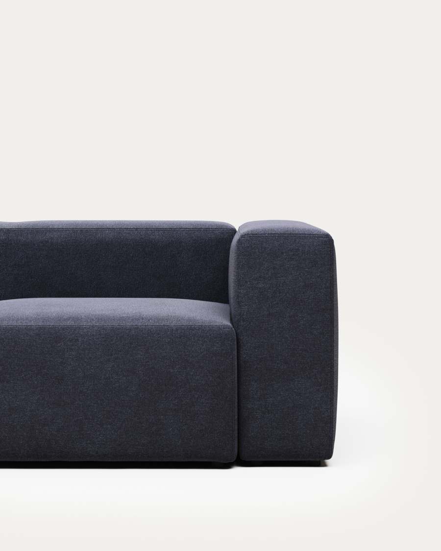 Blok fire-retardant 3-seater sofa in blue chenille 240cm