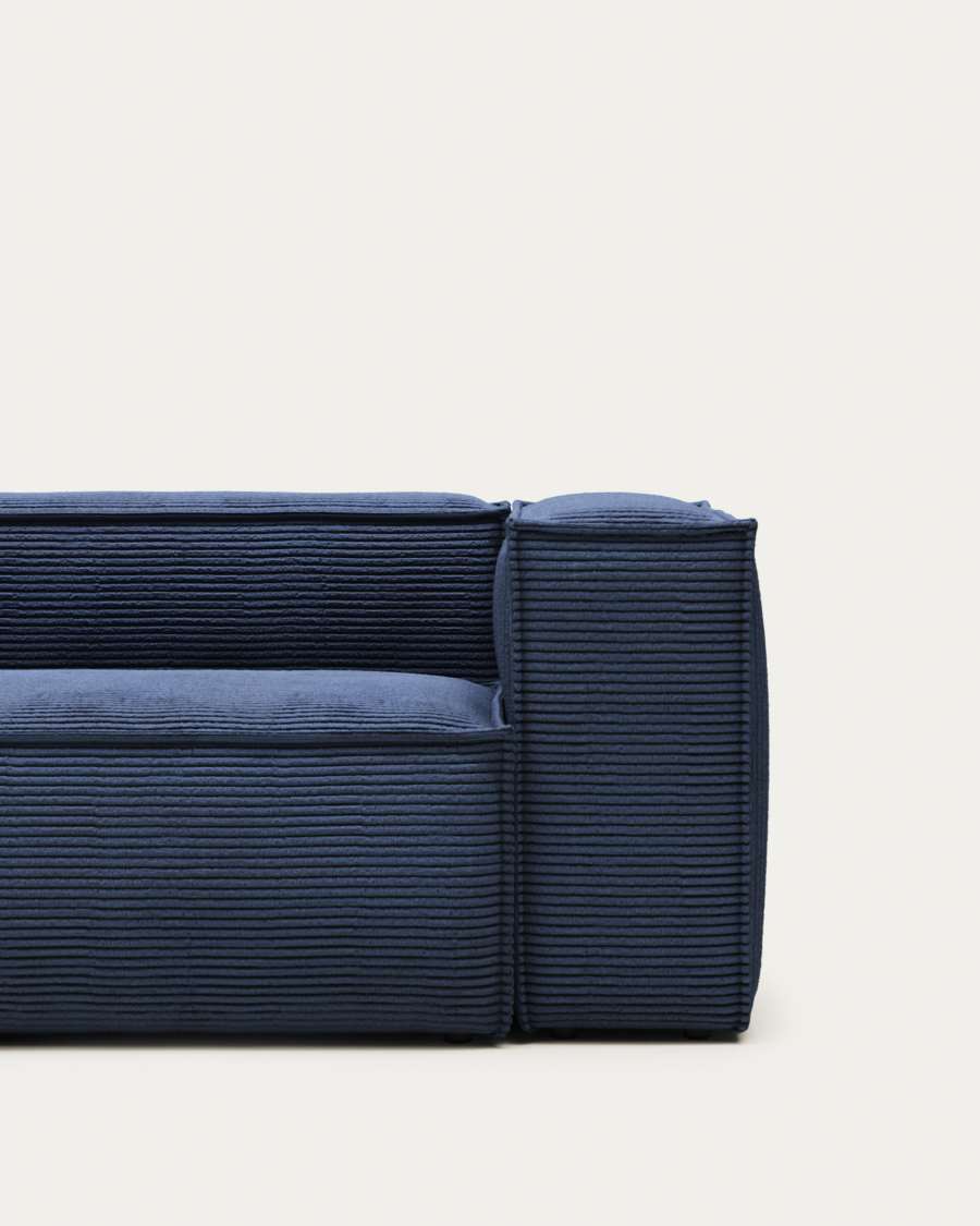 Blok fire-retardant 3-seater sofa in thick blue corduroy 240cm FSC Mix Credit