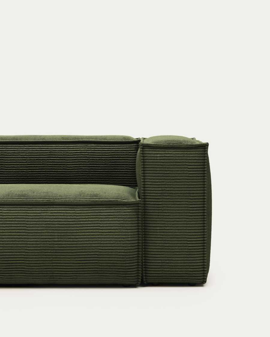 Blok fire-retardant 2-seater sofa in thick green corduroy 210cm FSC Mix Credit