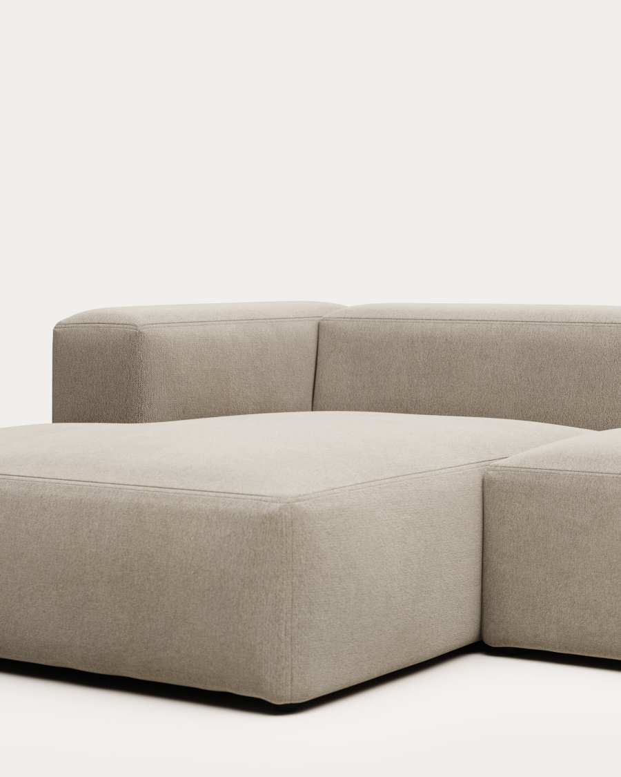Blok fire-retardant 4-seater sofa with left chaise longue in beige chenille 330cm