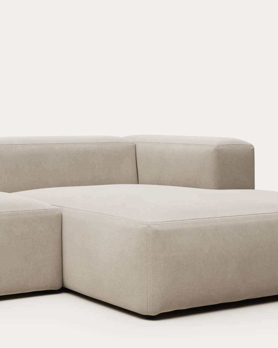 Blok fire-retardant 4-seater sofa with right chaise longue in white chenille 330cm