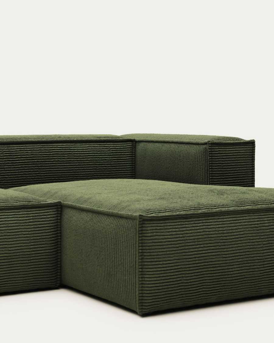 Blok fire-retardant 4-seater sofa with right chaise longue in thick green corduroy 330cm FSC Mix Credit