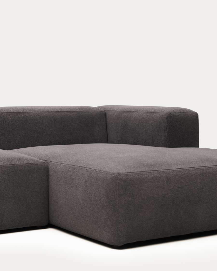 Blok 2 seater sofa with right side chaise longue in grey, 240 cm FR
