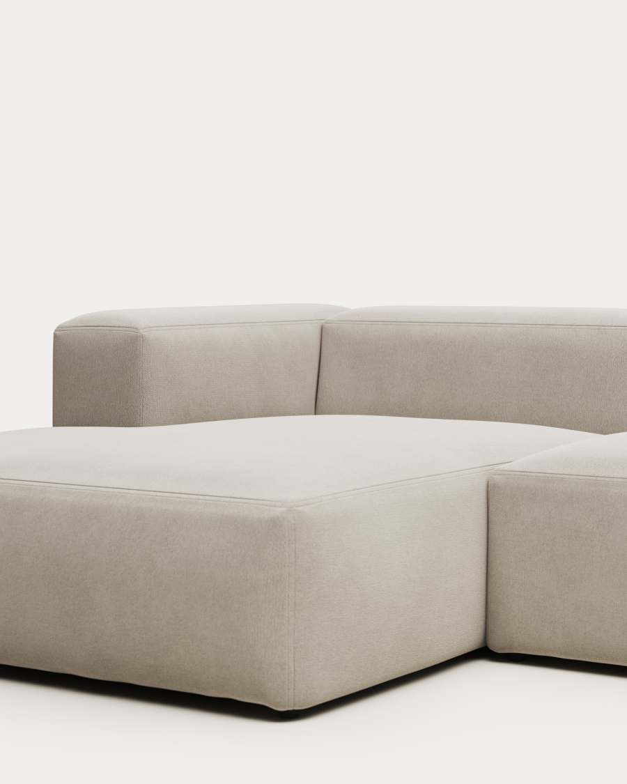 Blok fire-retardant 2-seater sofa with left chaise longue in white chenille 240cm
