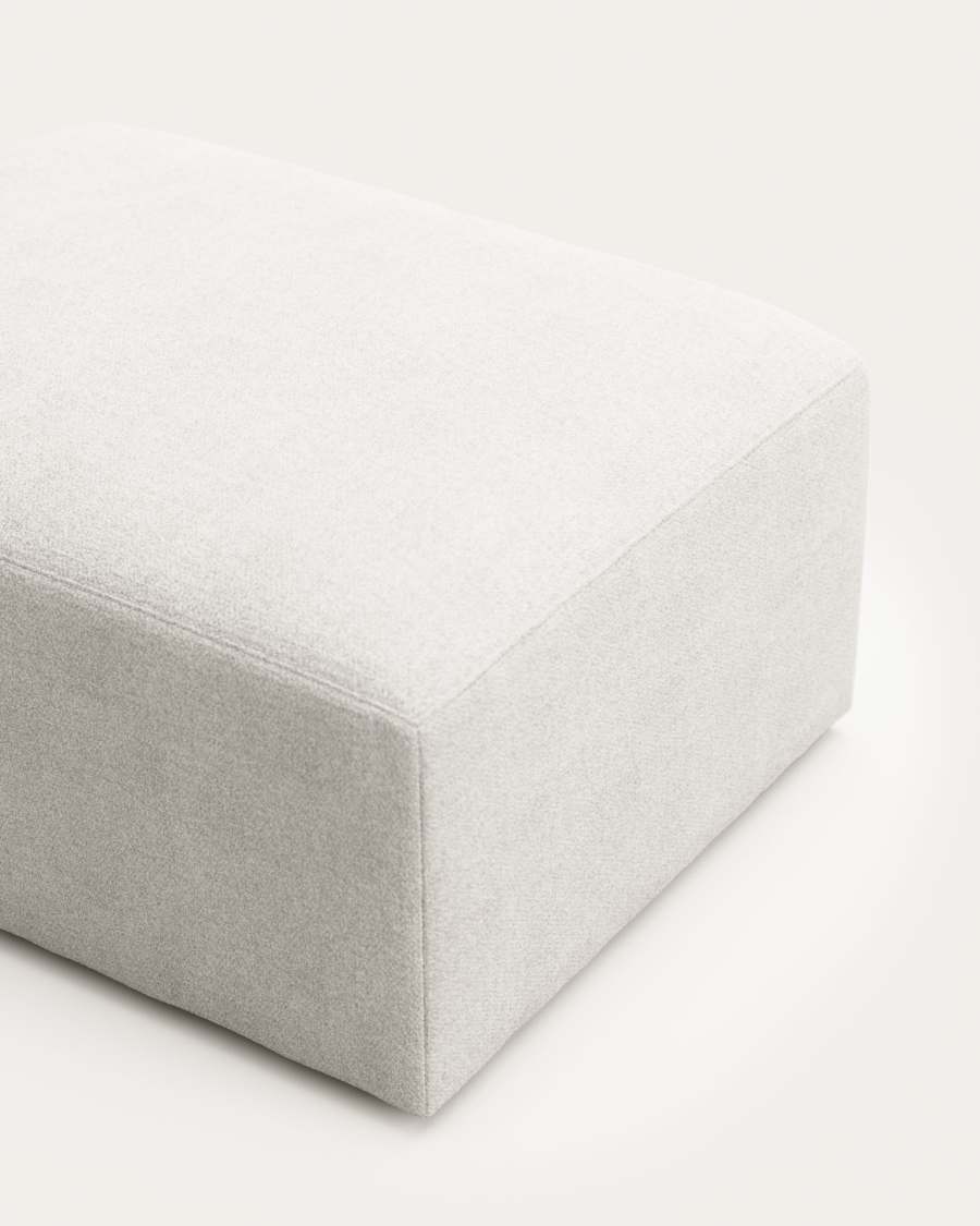 Blok fire-retardant white bouclé footrest 90 x 74cm FSC Mix Credit