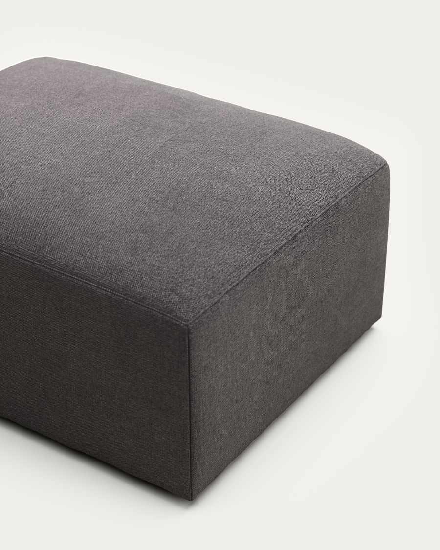 Blok fire-retardant footrest in grey chenille 90 x 74cm