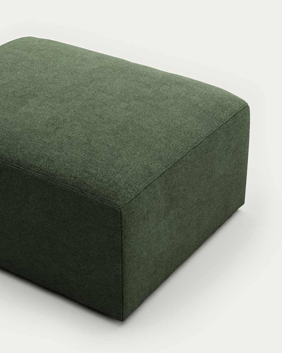 Blok fire-retardant footrest in green chenille 90 x 74cm