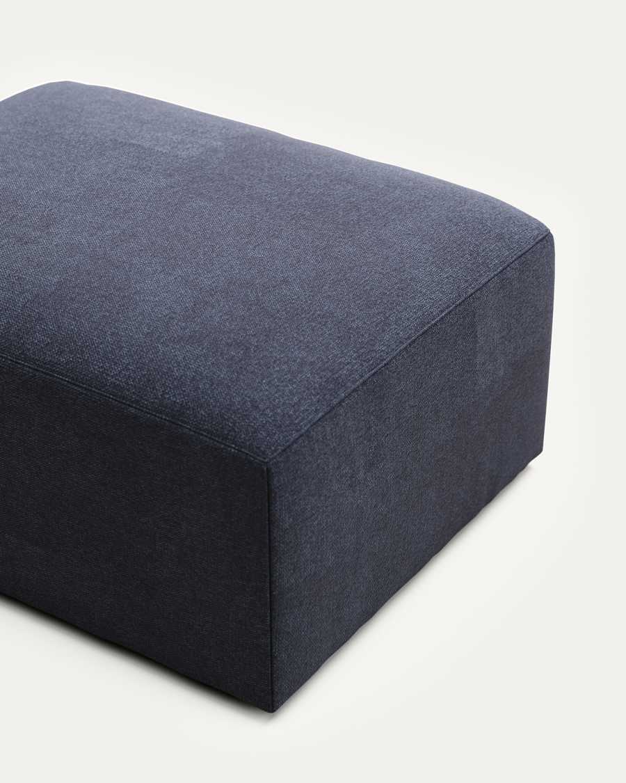 Blok fire-retardant footrest in blue chenille 90 x 74cm
