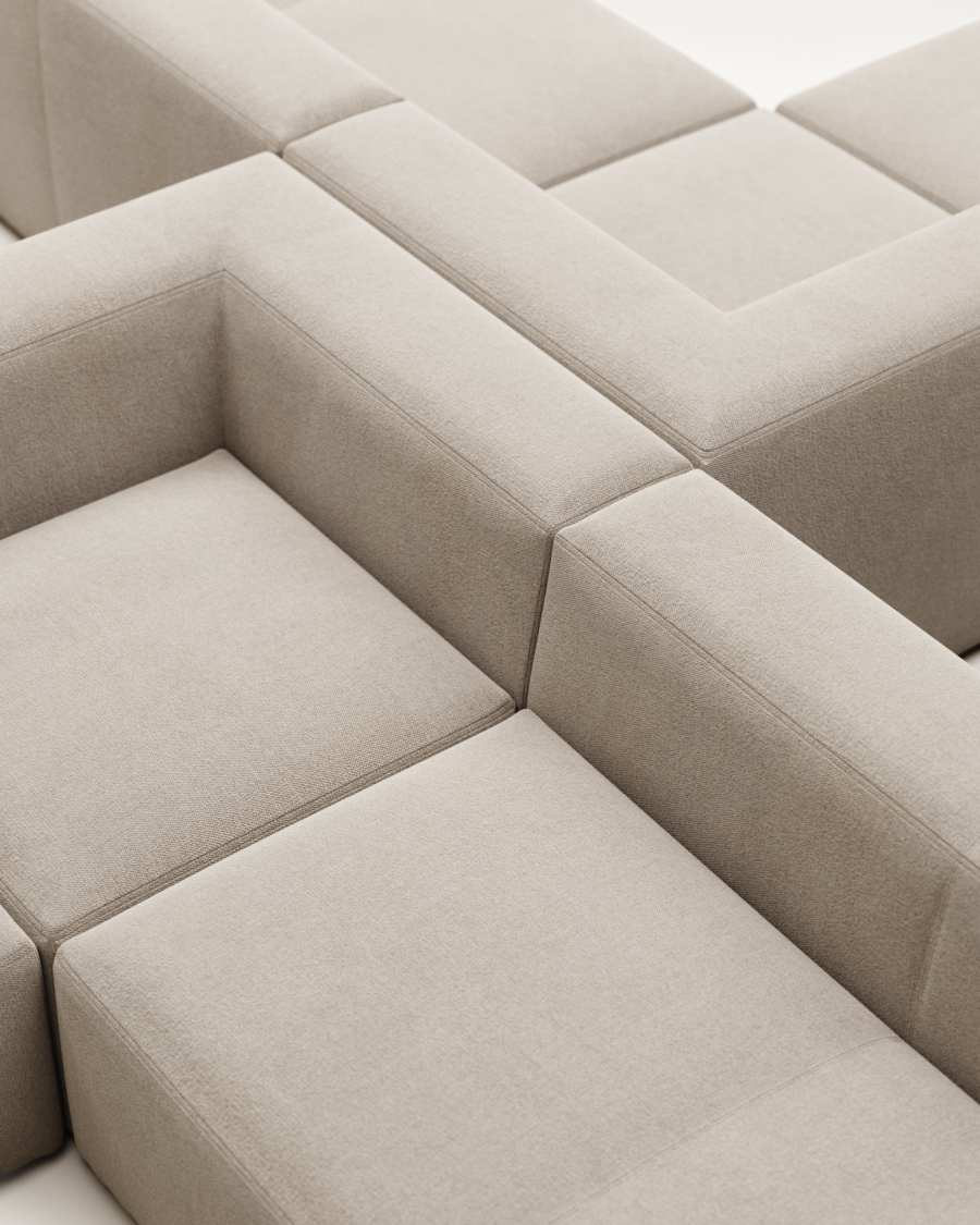 Blok fire-retardant 6-seater corner sofa in beige chenille 320 x 320cm