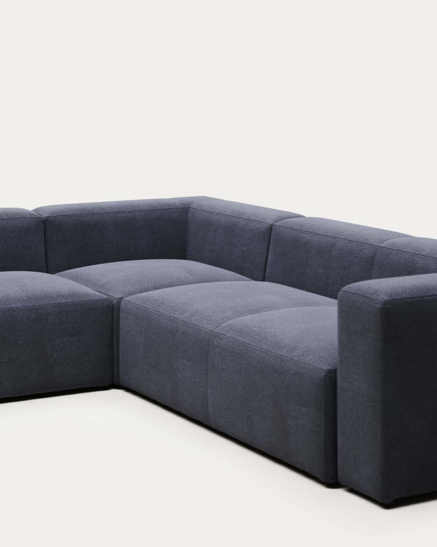 Blok 5 seater corner sofa in blue, 320 x 290 cm / 290 x 320 cm FR