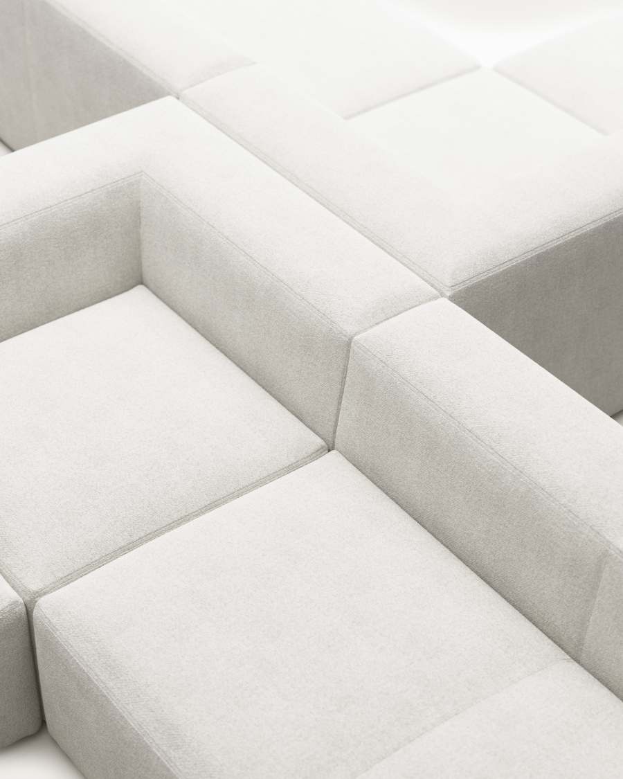 Blok 4 seater corner sofa in white fleece, 290 x 290 cm FR