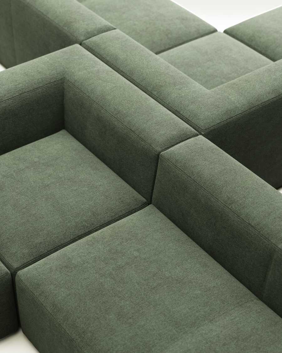 Blok fire-retardant 4-seater corner sofa in green chenille 290 x 290cm
