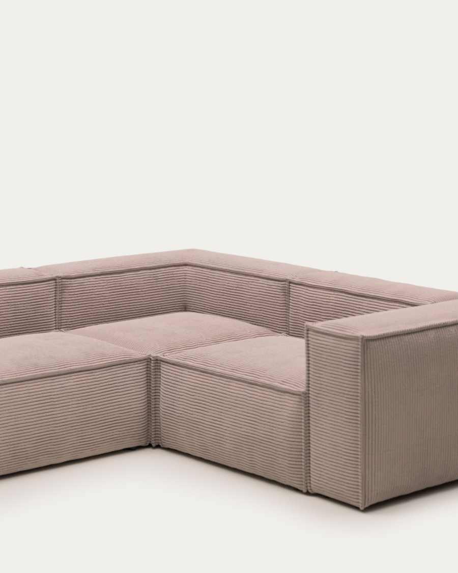Blok 3 seater corner sofa in pink wide seam corduroy, 290 x 230 cm / 230 cm 290 cm FR