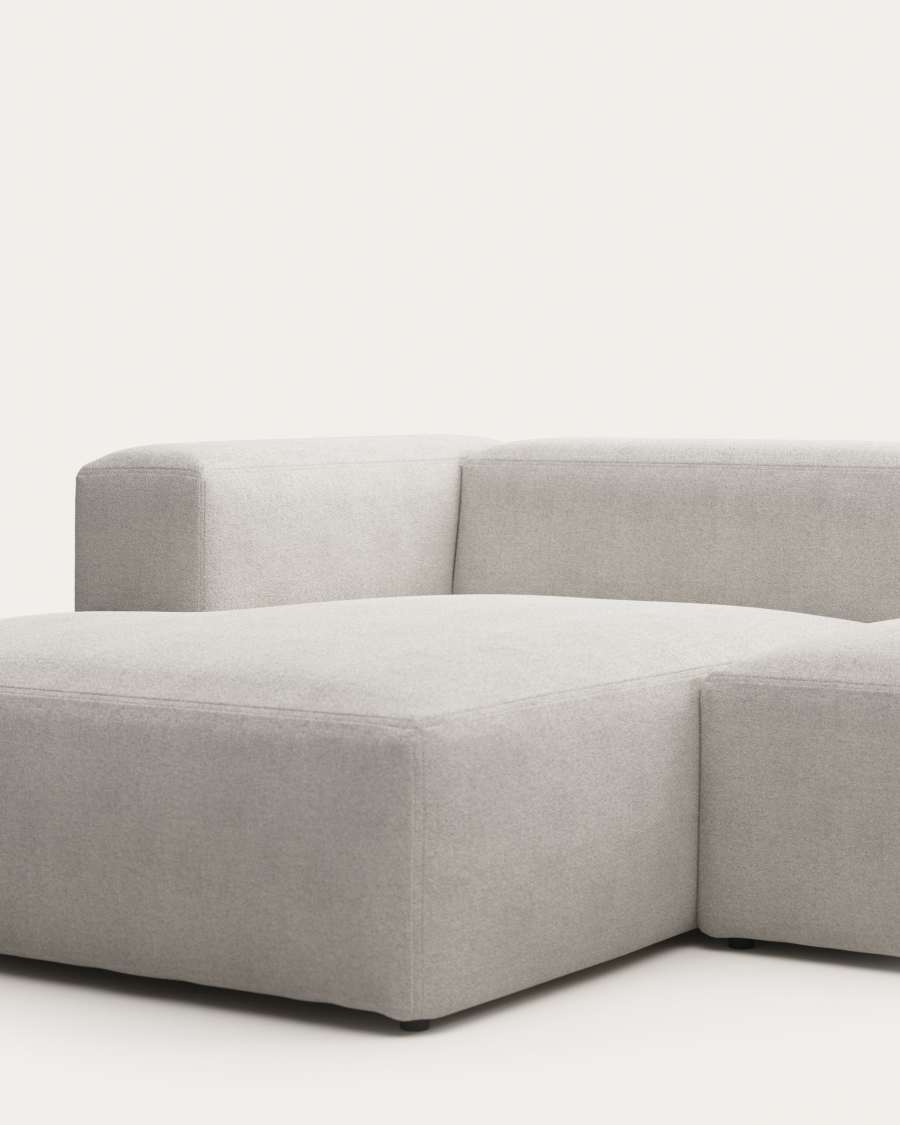 Blok 3 seater sofa with left side chaise longue in white fleece, 300 cm FR