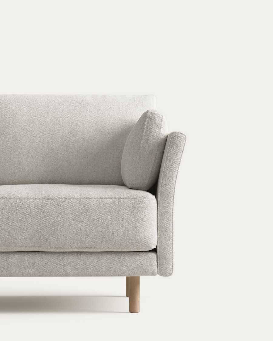 Gilma 2 seater sofa in white fleece with natural finish legs, 170 cm FR
