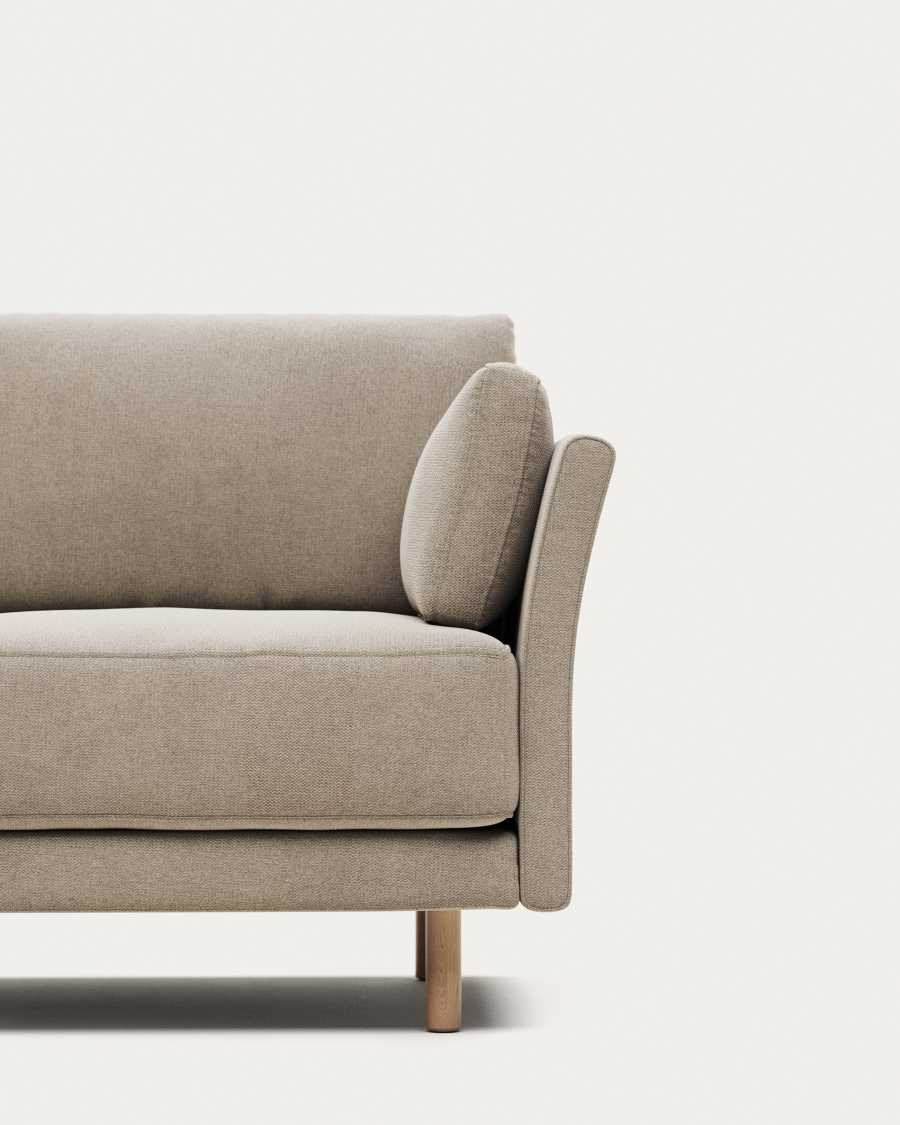 Gilma fire-retardant 2-seater sofa in beige chenille with natural-finish legs 170cm