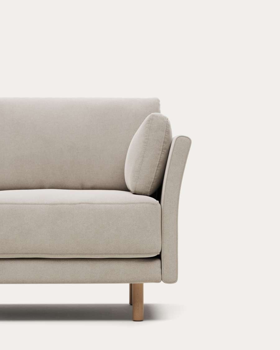 Gilma fire-retardant 2-seater sofa in white chenille with natural-finish legs 170cm