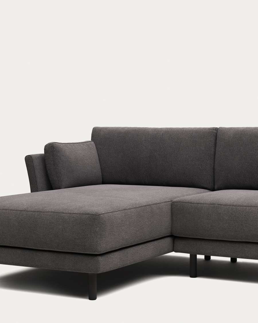 Gilma 3 seater sofa with left/right side chaise in grey and black finish legs, 260 cm FR