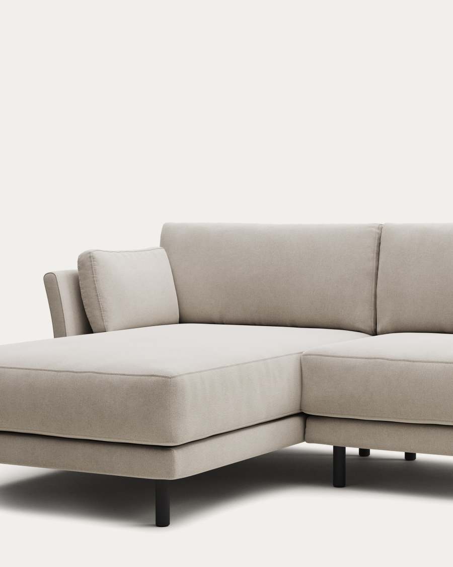 Gilma 3 seater sofa, left/right chaise longue in white with black legs, 260 cm FR