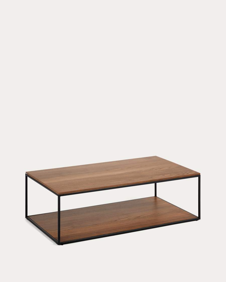 Yoana coffee table with walnut veneer and painted black metal structure, 110 x 60 cm