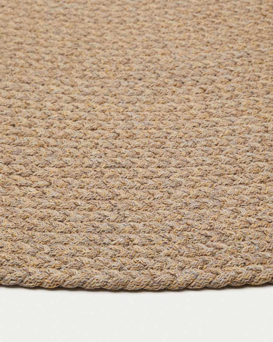 Despas beige round rug made from synthetic fibres Ø 200 cm