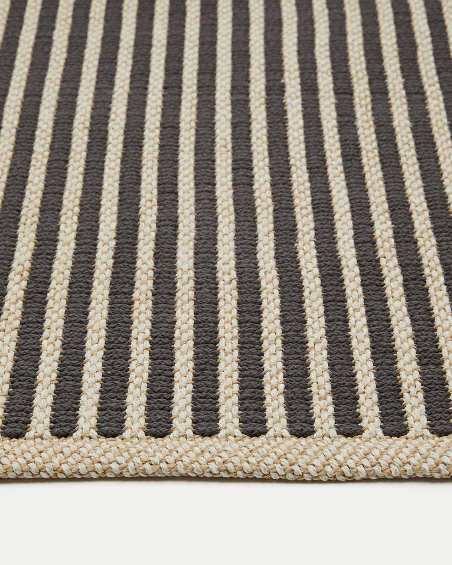 Satanca Teppich aus synthetischen Fasern gestreift beige und schwarz 160 x 230 cm