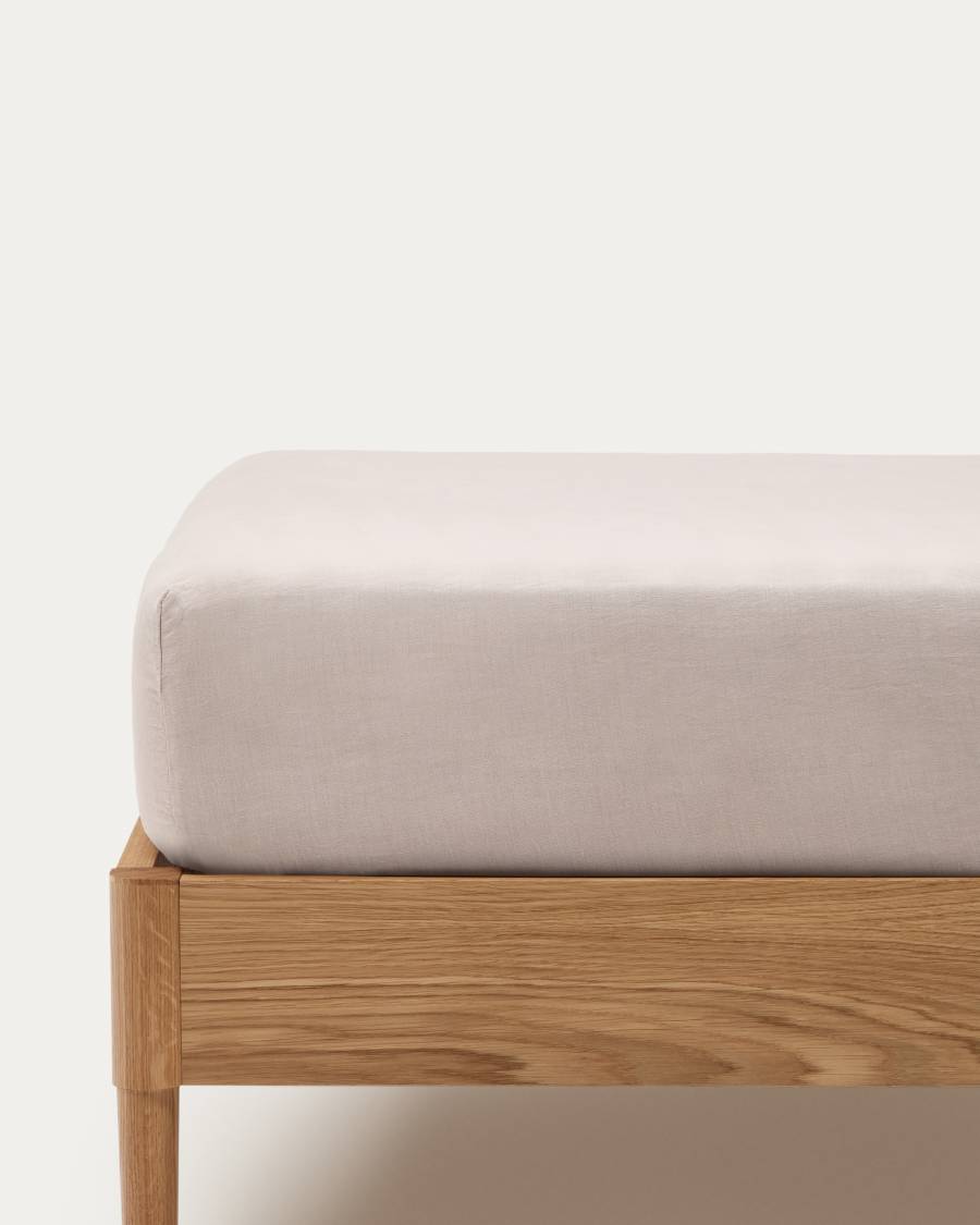 Simmel grey linen blend adjustable bottom sheet for 180 cm bed