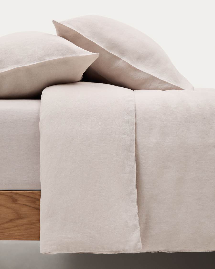 Simmel grey linen blend duvet and pillow cover set for 180 cm bed