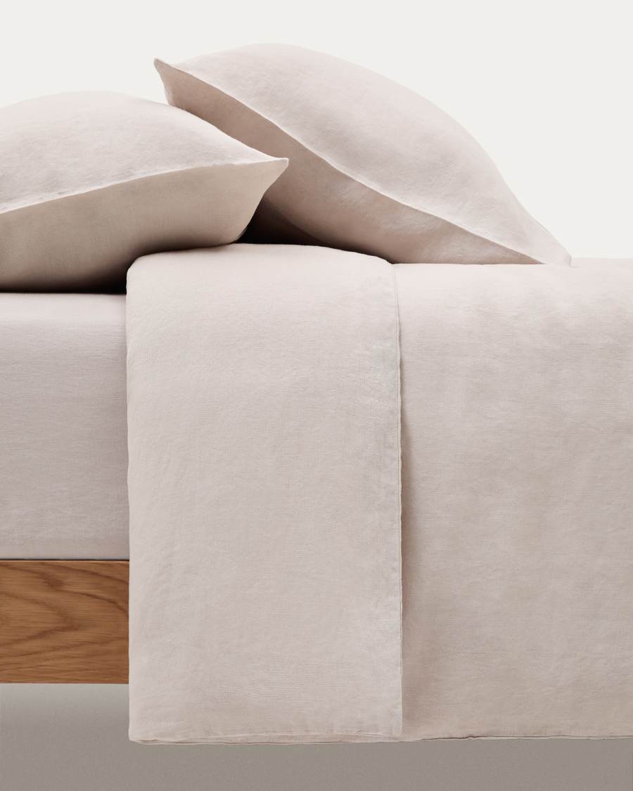 Simmel grey linen blend adjustable bottom sheet for 180 cm bed