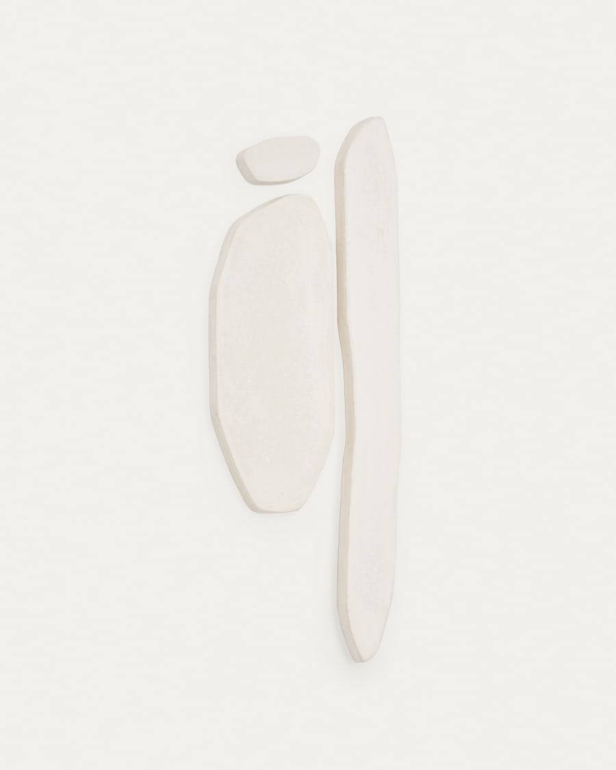 Siluna set of 3 elongated wall panels in white papier-mâché