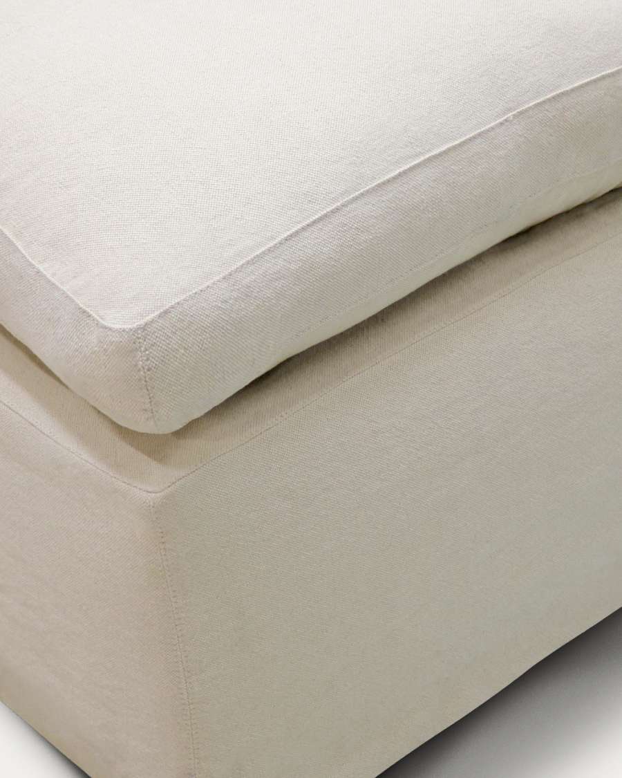 Zenira beige cotton and linen footrest cover 90 x 90cm