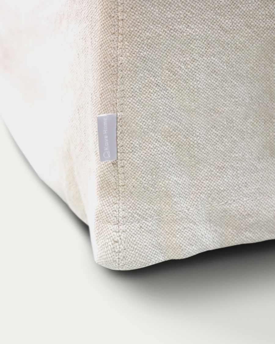 Zenira beige cotton and linen footrest cover 90 x 90cm