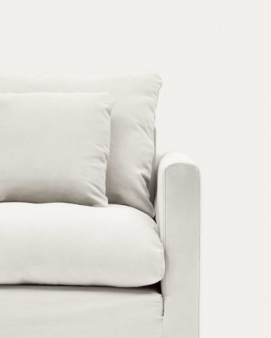 Nora armchair cover in ecru linen and cotton 92cm