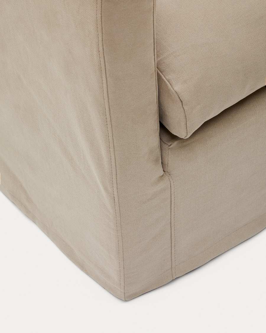 Nora armchair cover in taupe linen and cotton 92cm