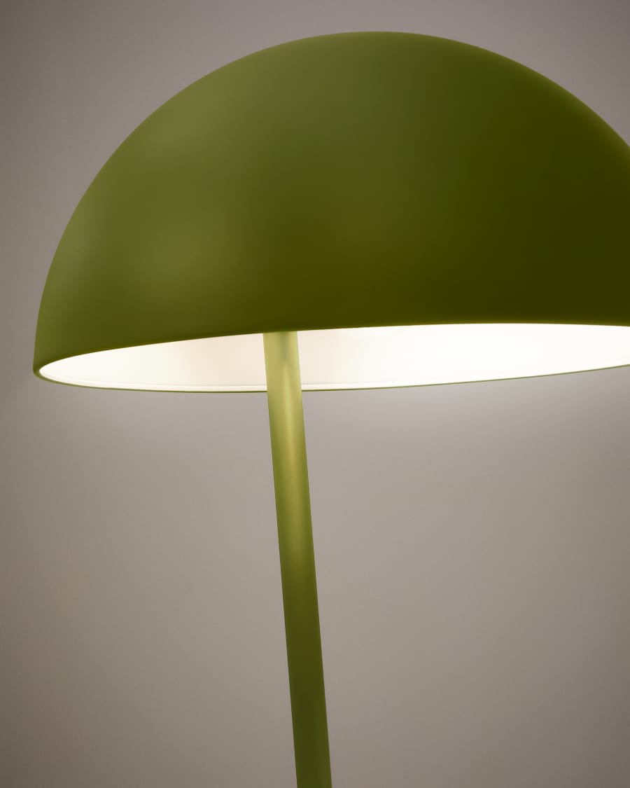 Catlar ash wood and metal floor lamp in a green painted finish