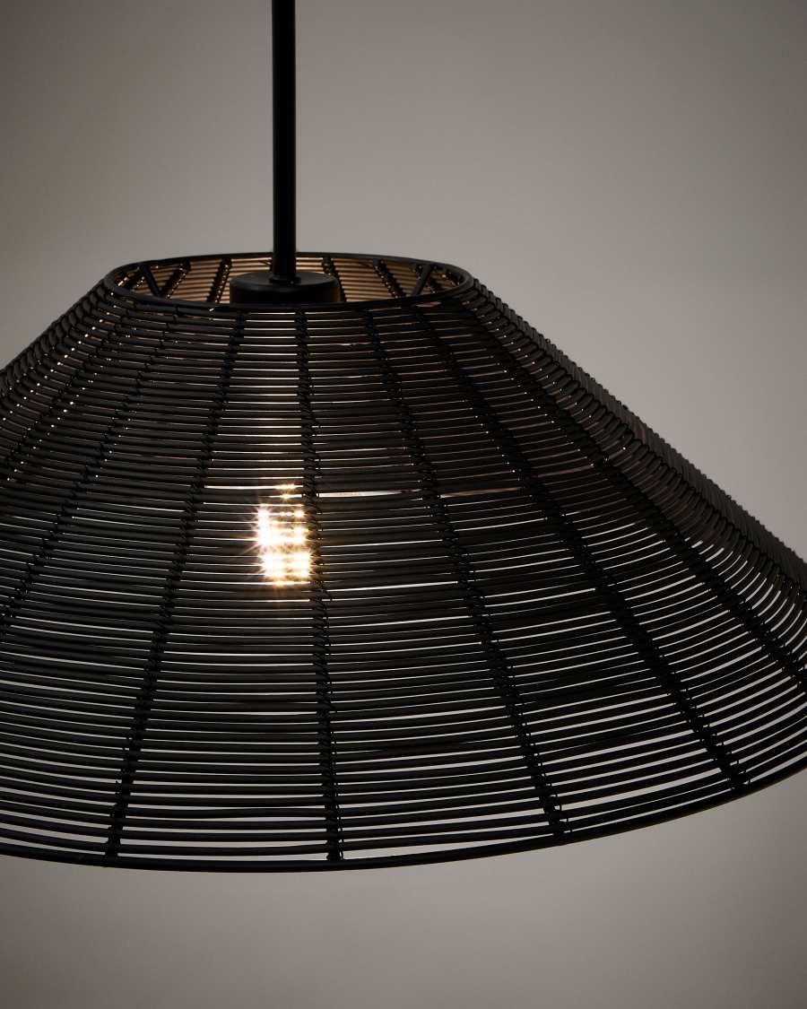 Lampenschirm für Outdoor-Deckenleuchte Saranella aus synthetischem Rattan in Schwarz Ø 50 cm